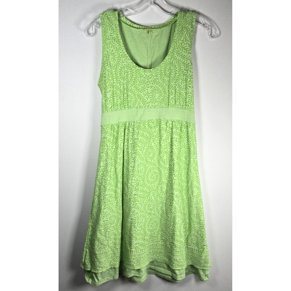 Athleta Tops - Athleta Women Medium Vyasa Tank Dress Layered Yoga Burnout Midi Sleeveless Green